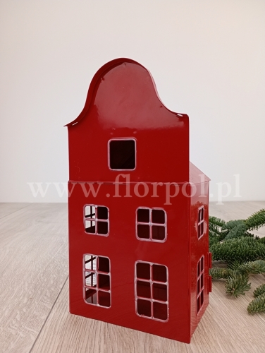 metalowy domek - latarenka 1szt czerwony (CAM-206-06873-25)