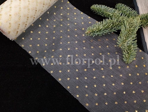 organza świąteczna w gwiazdki 1szt transparentny/złoty (*5003)