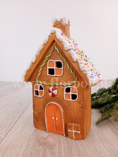 domek z piernika 1szt pomarańcz/biel (BNP-208-05770-24)