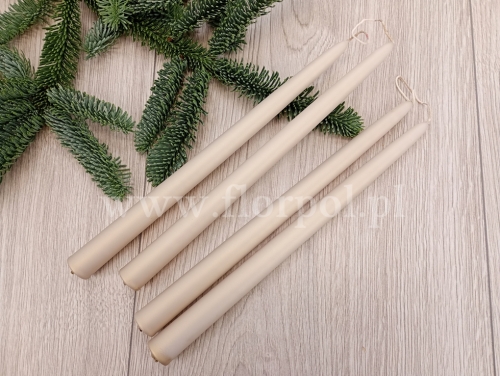 świeca stołowa - metalik 12szt jasny szampan