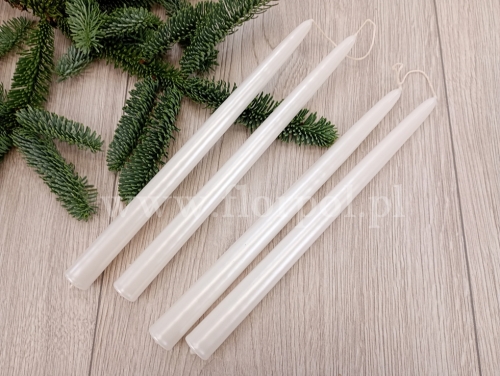 świeca stołowa - metalik 12szt perłowy