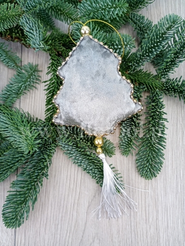 welurowa choinka z chwostem – zawieszka 1szt szary(GB0398)