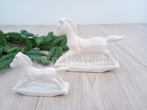 ceramiczny konik na biegunach 1szt biały (*3839)