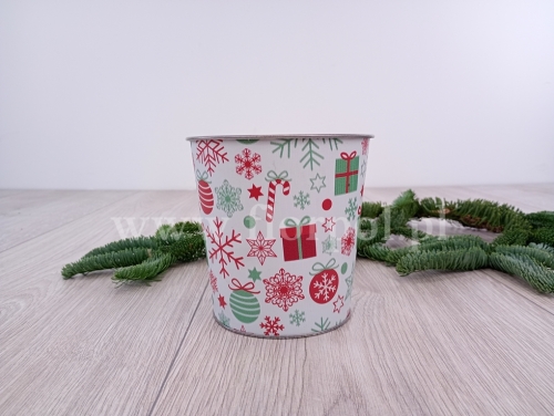 metalowa, świąteczna osłonka 1szt biały/zielony/czerwony (*185563)