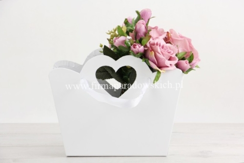 flower box torebka z sercem 1szt biały (H1910052)