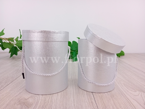 box walec metaliczny - zestaw 2szt srebrny (H2410212)