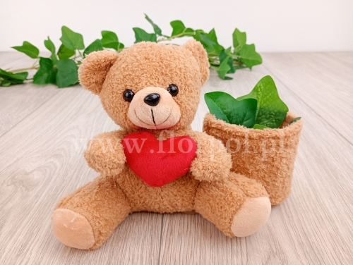 pluszowy miś z sercem i kubeczkiem 1szt karmelowy(DH27384B)