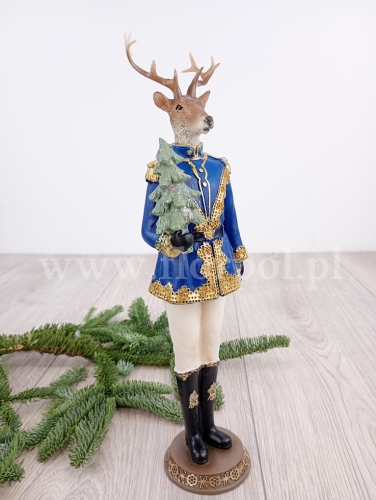 ceramiczny renifer z choinką  1szt niebieski  (*2701)