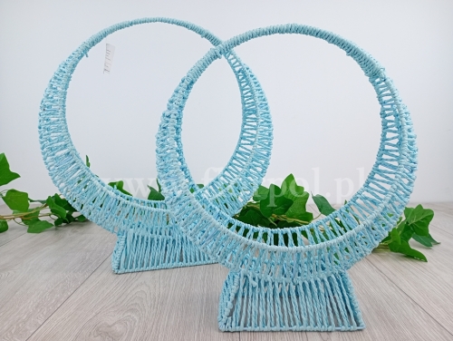 kosz koło - papierowa wiklina kpl 2szt błękitny (LH50S)