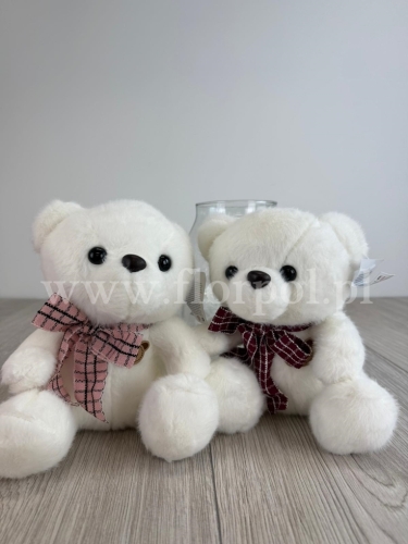 pluszowy miś z emblematem 1szt biały/bordowy (H2504525)