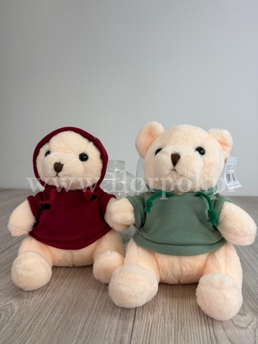 pluszowy miś, bluza z kapturem 1szt krem/bordo (H2504582)