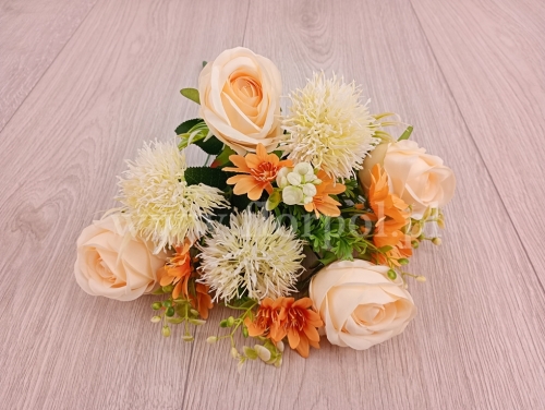 róża, czosnek i rumianek - bukiet 1szt krem  (BUK1002)