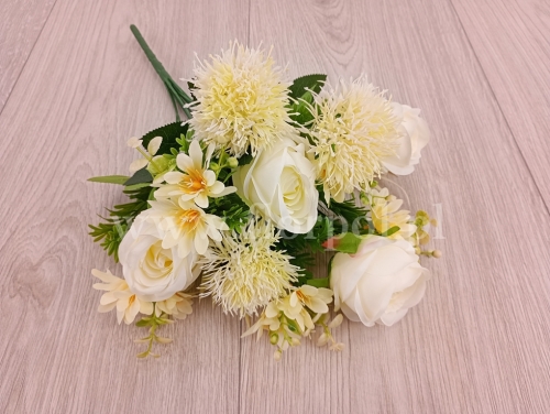 róża, czosnek i rumianek - bukiet 1szt ecru (BUK1002)