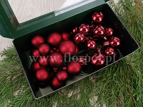 bombki choinkowe mix wielkości 20/25/30mm 6wiązekdark red combi (*502130)