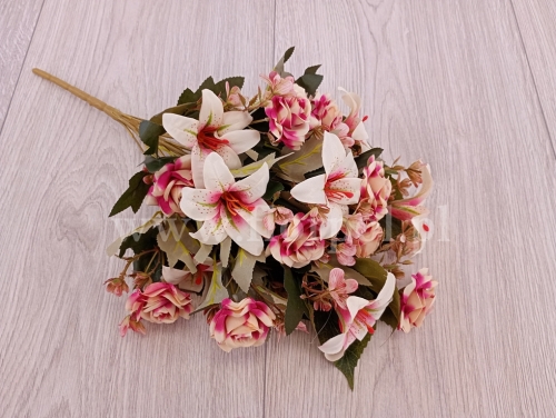 stopniowany bukiet - lilia i róża  1szt róż/krem (LR2329019)