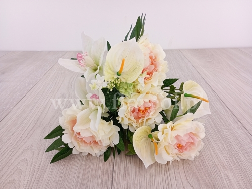 peonia, anturium i storczyk - bukiet 1szt wanilia/róż (MD033)