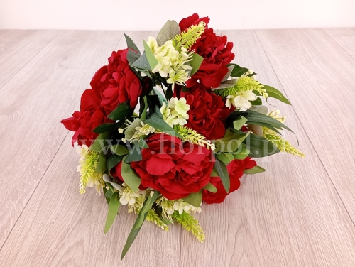 otwarta peonia z kłosami - bukiet 1szt czerwony (MY294)