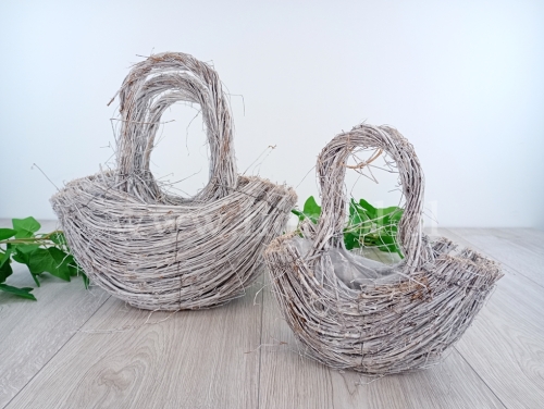 kosz półkole z uchem kpl 3 bielony (CL0482)