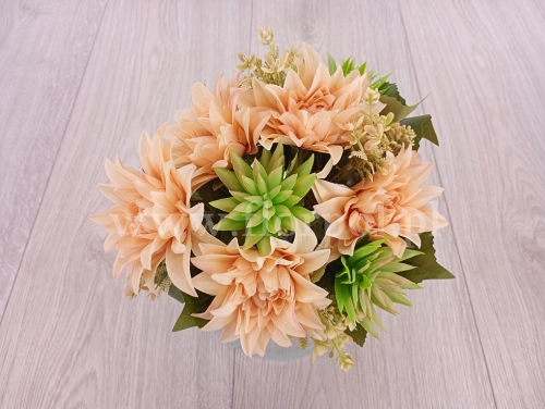 bukiet - dalia i sukulent 1szt  krem (T60-24-1835)