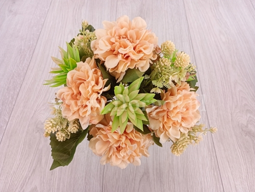 bukiet - dalia kulka i sukulent 1szt  krem (T60-24-1834)