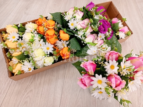 róża i rumiany w bukiecie - karton 12szt mix 1 (BRR-12)