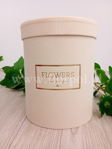 Zestaw okrągły welurowy flower box - Flowers just for you 3szt krem
