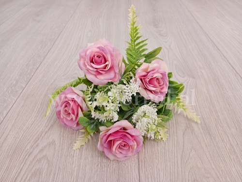 róża koper i zielne dodatki 1szt lila/róż (KWBUK000913)