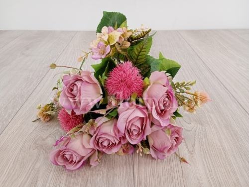 róża, czasnek i dodatki w bukiecie 1szt lila (KWBUK000912)