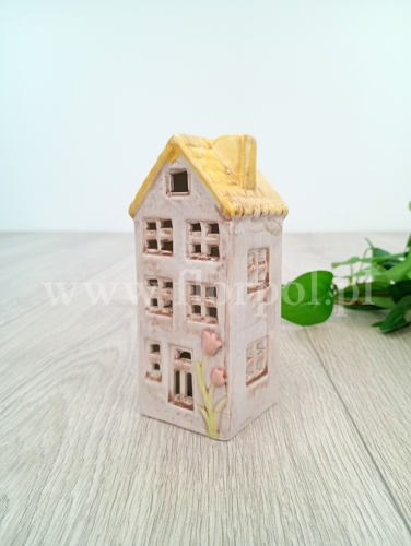 ceramiczny domek led 1szt żółty/popielaty (WIC-235-03241-25)