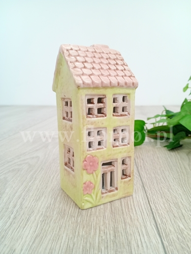 ceramiczny domek led 1szt pistacja/róż (WIC-235-03237-25)