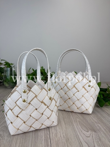 kosz torebka - pleciona z łuby kpl 2szt biały/beż (TD00134)