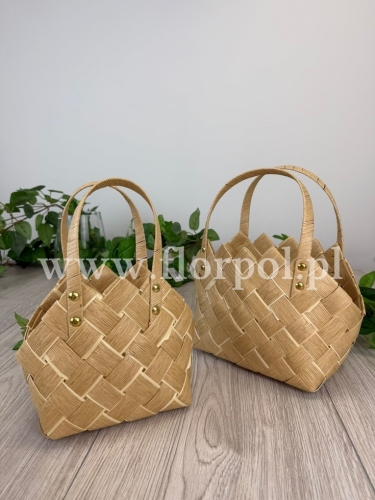 kosz torebka - pleciona z łuby kpl 2szt beżowy (TD00135)
