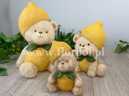 miś siedzący cytrynka roz M 1szt krem/cytryna (ZOE108)
