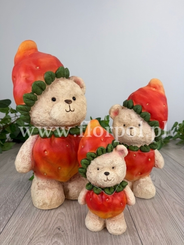 miś stojący truskawka roz S 1szt krem/czerwień (ZOE113)