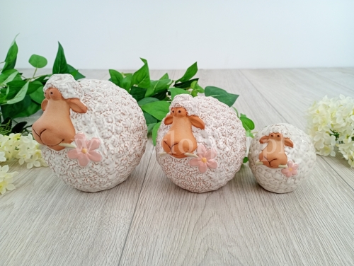 ceramiczna owieczka kulka roz S 1szt ecru/morela (JY25A208SC)