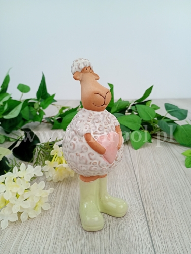 ceramiczna owieczka w kaloszach 1szt ecru/morela (JY25A201SC)
