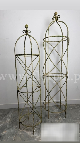 metalowy filar, ażur kpl 2szt zieleń krem/vintage