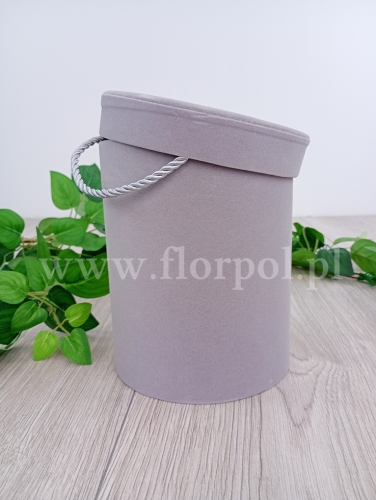 welurowy, okrągły flower box 1szt szary  (ART21015)