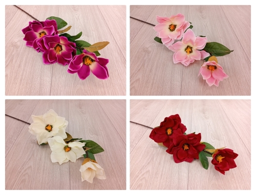 welurowa magnolia trójka - łodyga - karton 12szt mix  (FA0809)