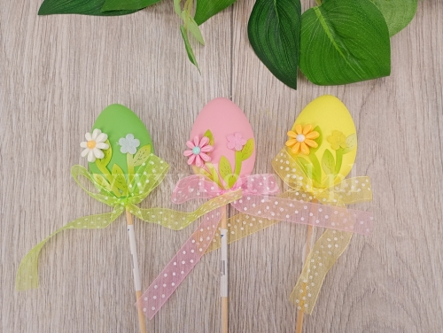 plastikowe owalne jajka na pikach 12szt róż/zieleń/żółty (WI-91-00841-25)