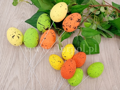 nakrapiane jajka na piku większe 6szt żółty/pomarańcz/zielony (WI-178-00593-25)