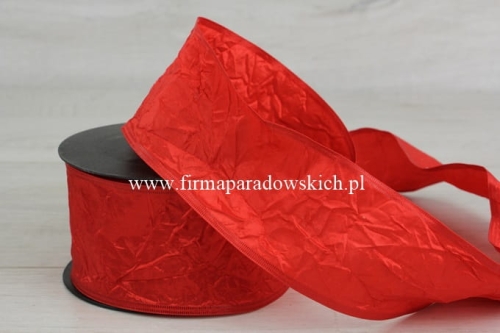 Wstążka gnieciona 4/10 1szt czerwony 