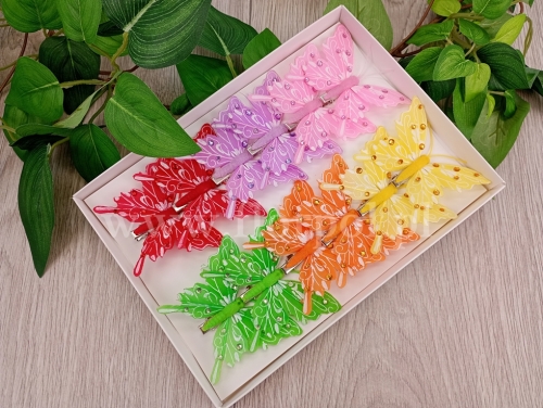 motylki clip 8cm 12szt mix (*A24141)