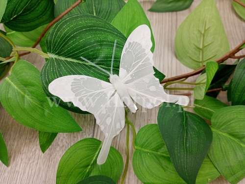 motylki clip 8cm 12szt biały (*A21028-1)