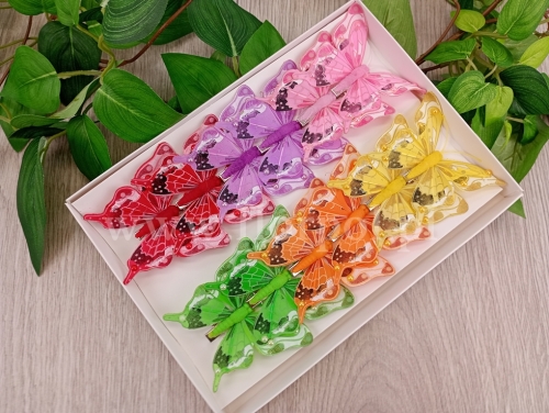 motylki clip 8cm 12szt mix (*A24116)