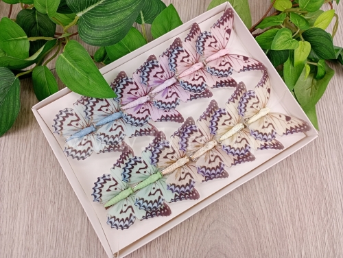 motylki clip 8cm 12szt mix (*A24863-LT)