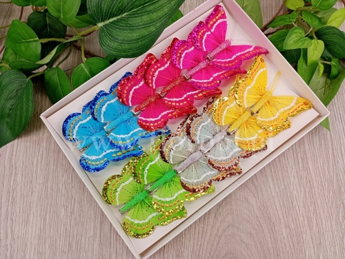 motylki clip 8cm 12szt mix (*282420)