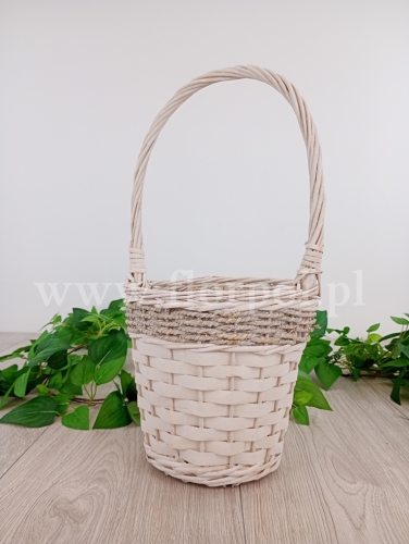 kosz głęboki, okrągły z plecionką 1szt biały (TB2410302)