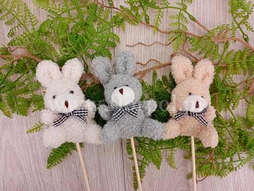 zajączek  pluszak na piku 24szt beż/szary/ecru (G146)