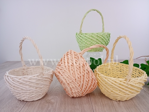 koszyk wiklinowy okrągły z kabłąkiem 1szt biały (TS-8516)